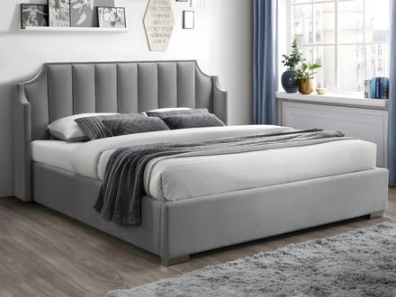 Vente-unique Bed met opbergruimte fluweel lichtgrijs 140 x 190 cm