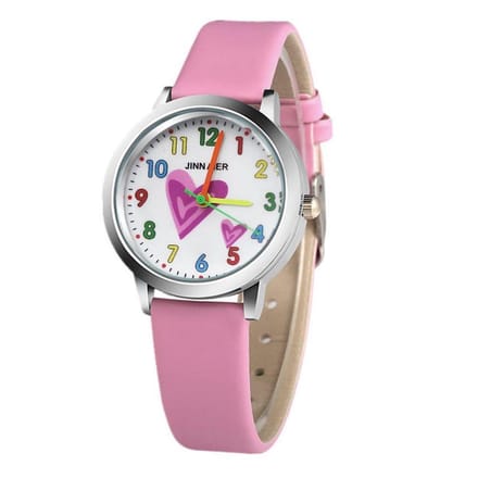 Kinder Horloge | Hartje Lichtroze | Kunstleer | Ø 30 mm
