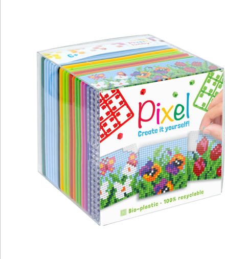 3 x Pixel Kubus - thema Bloem, Paard en Voetballer