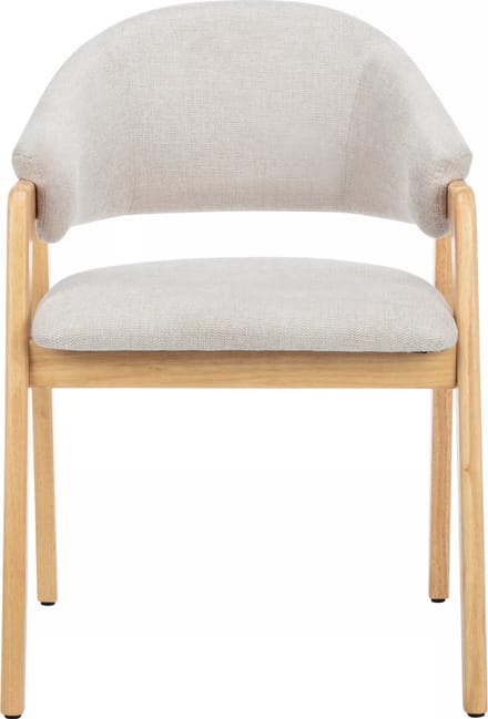 Vente-unique Set van 2 stoelen met stoffen en rubberhouten armleuningen - Beige en naturel - SOLUNA