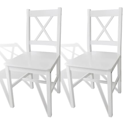 vidaXL - Eetkamerstoelen - 2 - st - grenenhout - wit