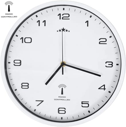 vidaXL Wall Clock Quartz Movement Radio Controlled White Clock Clock Station Clock