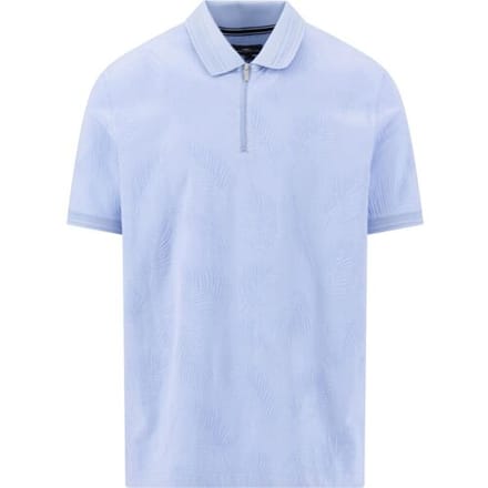Fynch-Hatton Polo Jacquard Subtle Leaves Zip Collar New Breeze / male