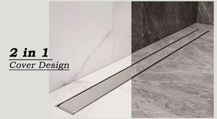 Luxe RVS Douchegoot met flens - douche Afvoer- RVS - Tegelinzetbaar -80cm