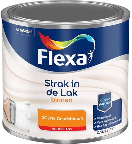 Flexa - Strak In De Lak Binnenlak Hoogglans - 100% Goudsbloem - Mengverf - 500 Ml