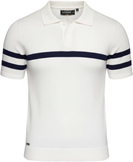 OMBRE Polo - Viscose - Korte Mouw Wit / Marineblauw L