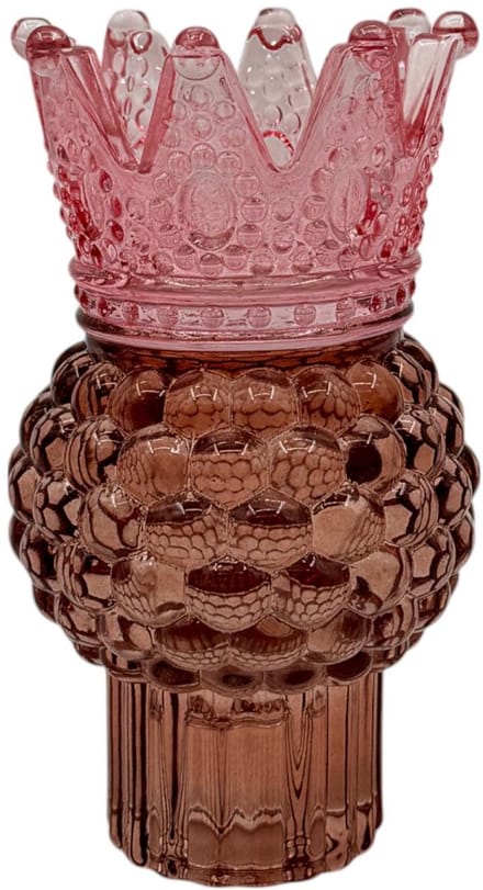 Kandelaar met kroon rood 8x13,8cm