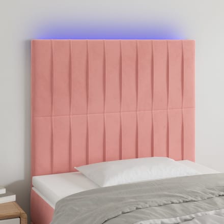 vidaXL - Hoofdbord - LED - 90x5x118/128 - cm - fluweel - roze