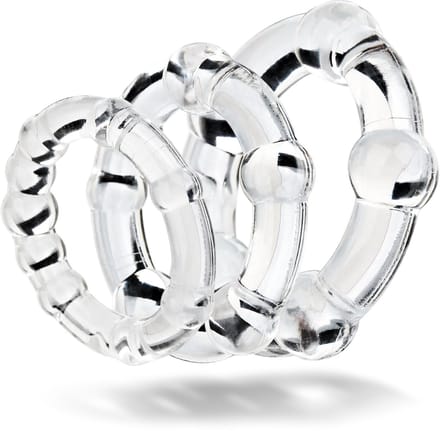 Being Fetish - Rekbare Rubberen Cockringen set - 3 stuks - Transparant