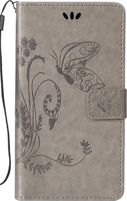 Geschikt voor Bookcase voor Apple iPhone 6 - iPhone 6s - Grijs - Vlinders - Portemonnee Hoesje