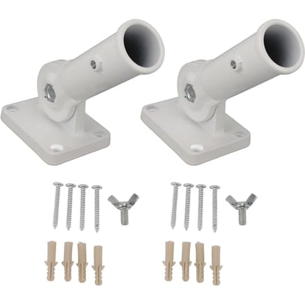 2 Stuks Verstelbare Vlaggenstokhouder Aluminiumlegering Metaal Wandmontage 180 Graden Multi Positie Beugel gray