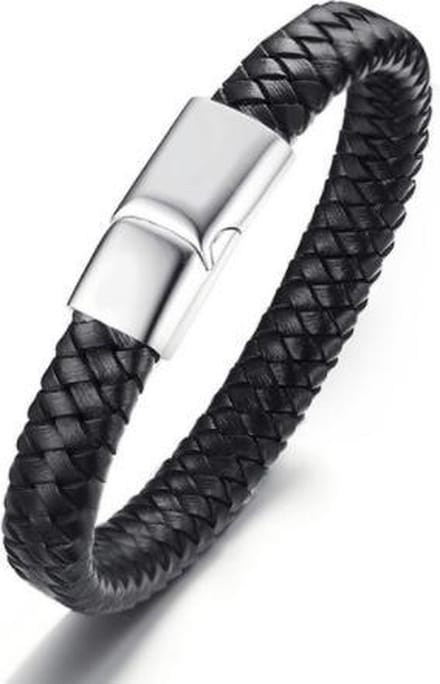 Schitterende Leren Zwarte Armband | Damesarmband | Herenarmband