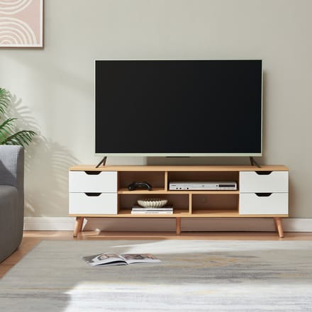 Tv-meubel Bordkak 140x30x45 cm eikenkleurig en wit [en.casa]