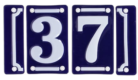 Best for Boots huisnummer 37 met sierrand - Oudhollands - emaille - blauw/wit