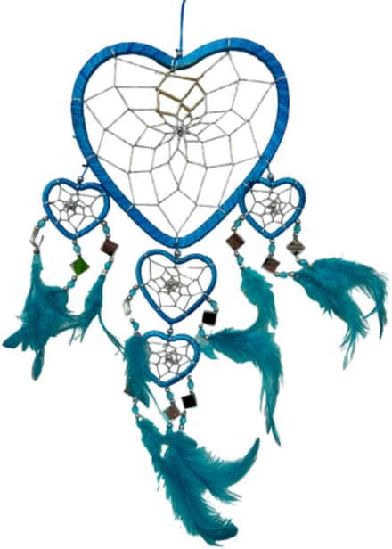 Dromenvanger - Hartje met spiegels - Turquoise - 17 cm - Dreamcatcher