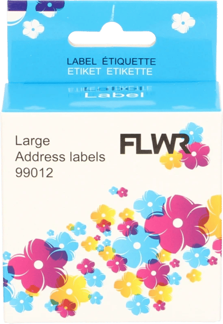 FLWR - Printetiket / 99012 breed / Wit - Geschikt voor Dymo