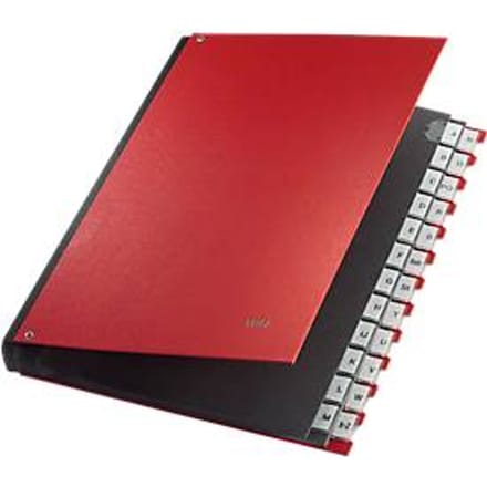 LEITZ® sorteermap, voor A4, alfabetisch, 26 waaiers, grijs karton, rood