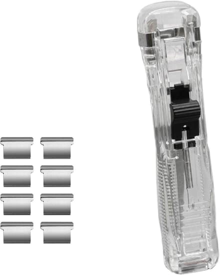 Duurzame Paper Stapler met 8 Herbruikbare Clips, Ideaal voor Kantoor, Thuis en School Documenten