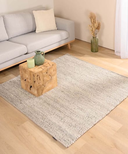 Wollen vloerkleed vierkant - Lett lichtgrijs 150x150