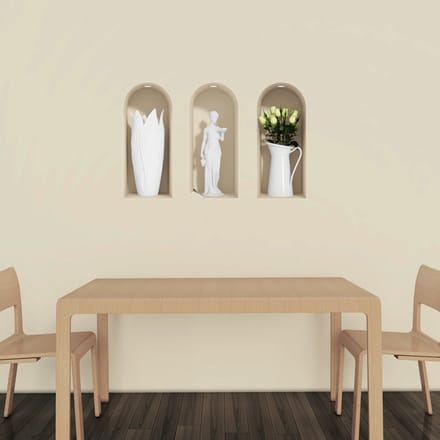 Sticker met 3D-effect van witte rozen en een beeld, 80 x 120 cm