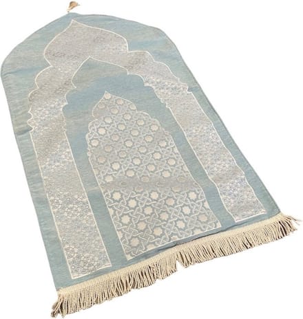 Luxe Gebedskleed Chenille met motief Licht Blauw
