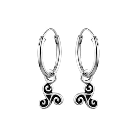 Zilveren oorringen - dames - 925 zilver - triskele hanger
