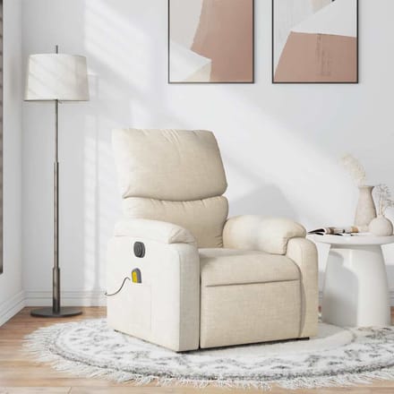 vidaXL - Massagestoel - verstelbaar - stof - crèmekleurig