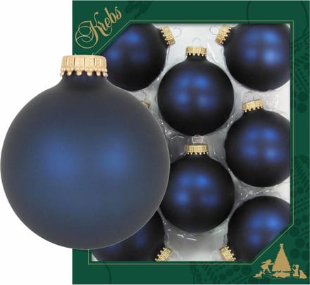Krebs Kerstballen - 8x st - donkerblauw - glas - 7 cm - Kerstversiering - kerstdecoratie