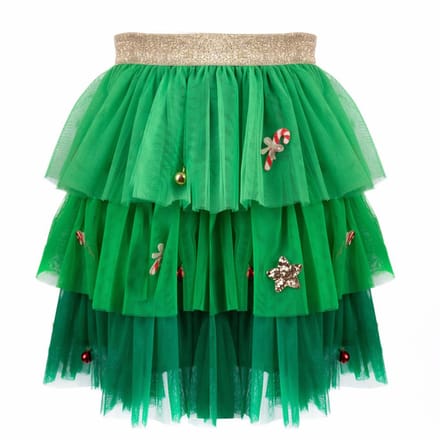 Great Pretenders kerst tutu groen - feestelijke verkleedrok 4-6 jaar.