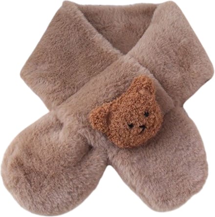 Baby Wintersjaal met Beertje – Zachte Pluche Teddy Sjaal – Bruin – 6-24 Maanden