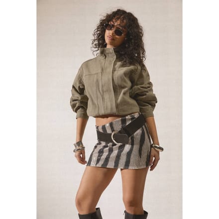 boohoo Dames Zebra Print Pailletten Minirok | Zilver | Maat: 36