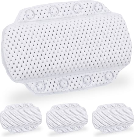4x badkussen met zuignappen - badkussentje - comfortabel - nekkussen bad - wit