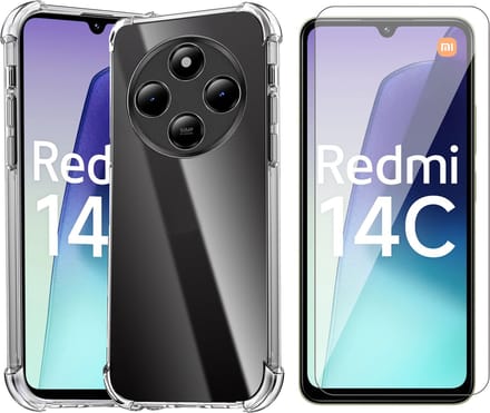 Hoesje geschikt voor Xiaomi Redmi 14C / Redmi A4 / Poco C75 - Screenprotector Glas - Shockproof Transparant