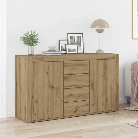 vidaXL - Dressoir - Artisan - Eiken - 120 - x - 36 - x - 69 - cm - Bewerkt - hout