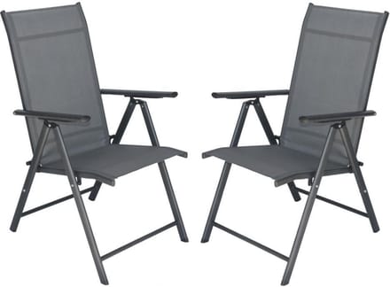 Tuinstoelen met 7 standen, set van 2 stuks grijs