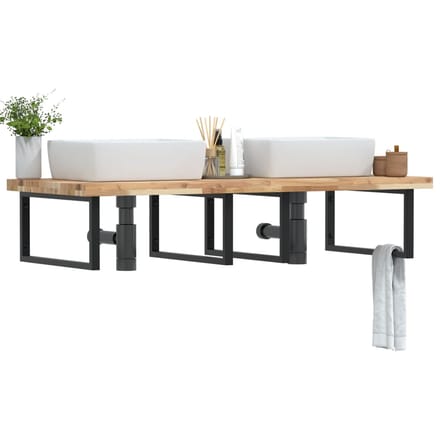vidaXL - Badkamer - wandschap - staal - en - massief - acaciahout