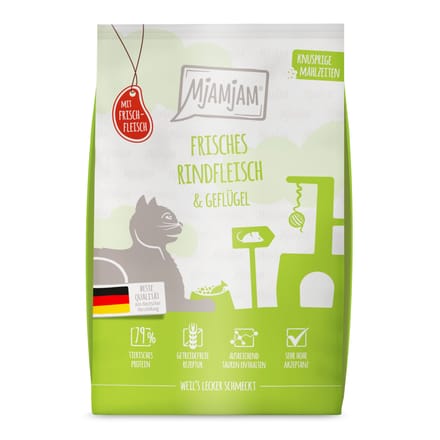 1,5kg MjAMjAM Knapperige Maaltijden Rund & Gevogelte Kattenvoer droog