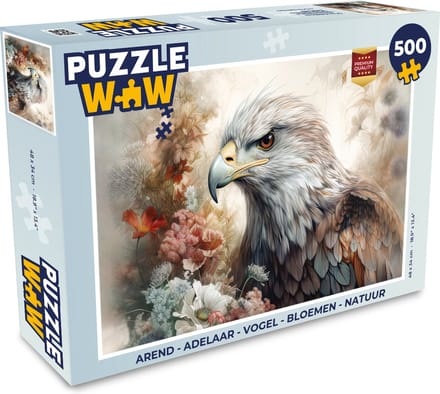 Puzzel Arend - Adelaar - Vogel - Bloemen - Natuur - Legpuzzel - Puzzel 500 stukjes