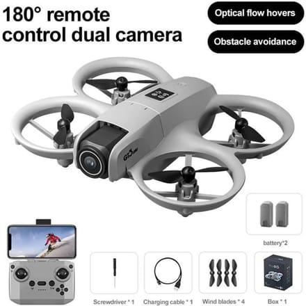 Mini drone - BYTELIKE - Double caméra 4K - Évitement d'obstacles - Autonomie 6 min - Léger gris grijs