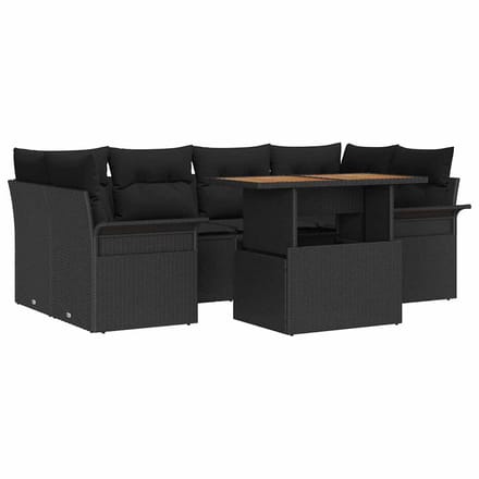 vidaXL - Tuinbank - Set - 7 - st - Zwart