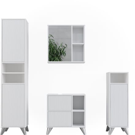 Vicco Badkamermeubelset Leano, Wit, 4-delig