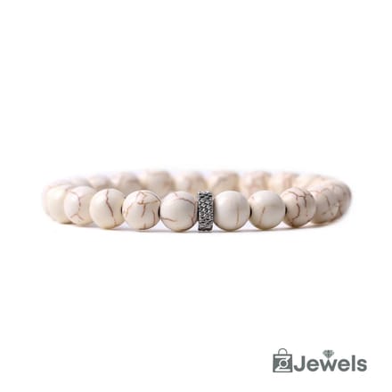 OZ Jewels - White Turquoise Kralenarmband - Elastisch - Natuursteen