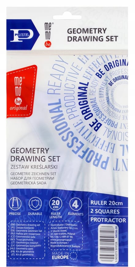 MemoBe Pratel Geometry Set 4 Verdeel met Liniaal 20cm