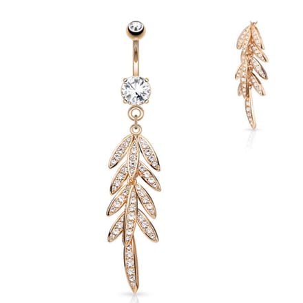 Navelpiercing blad - rose - LMPiercings