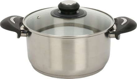 Excellent Houseware Kookpan met deksel - RVS/glas - 2.7L - D20 x H10.5 cm - alle warmtebronnen