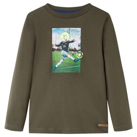 vidaXL - Kindershirt - met - lange - mouwen - 116 - kakikleurig
