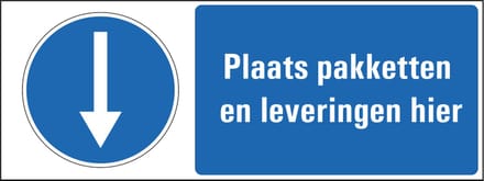 Plaats pakketten hier sticker 400 x 150 mm