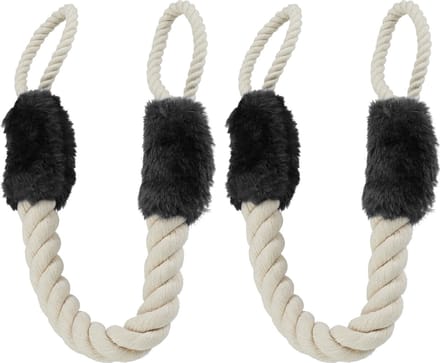 deurstopper deurklink - 60 cm - touw - beige-zwart