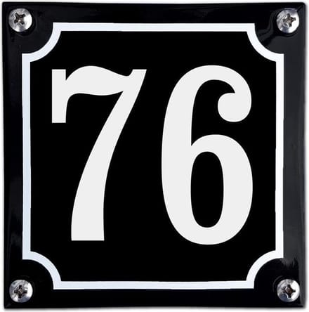 Zwart emaille huisnummer  - 76