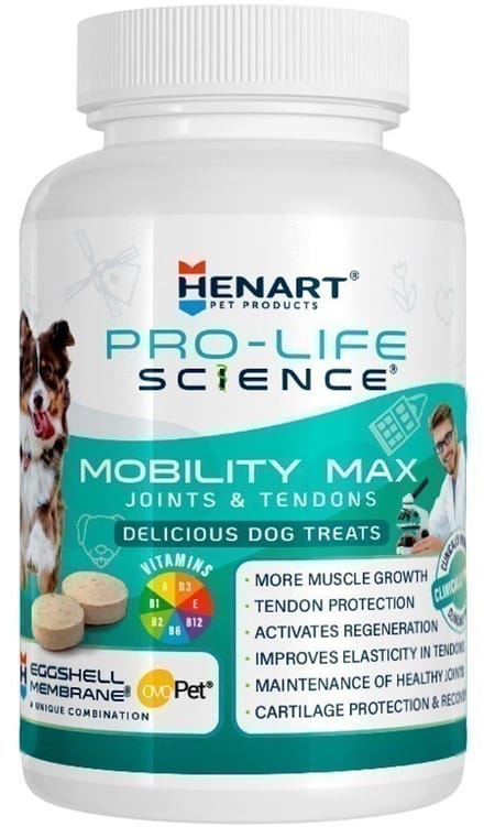 Honden Supplement HENART - Mobility Max 100 Tabletten - Eierschaalmembraan, Glucosamine, Hyaluronzuur